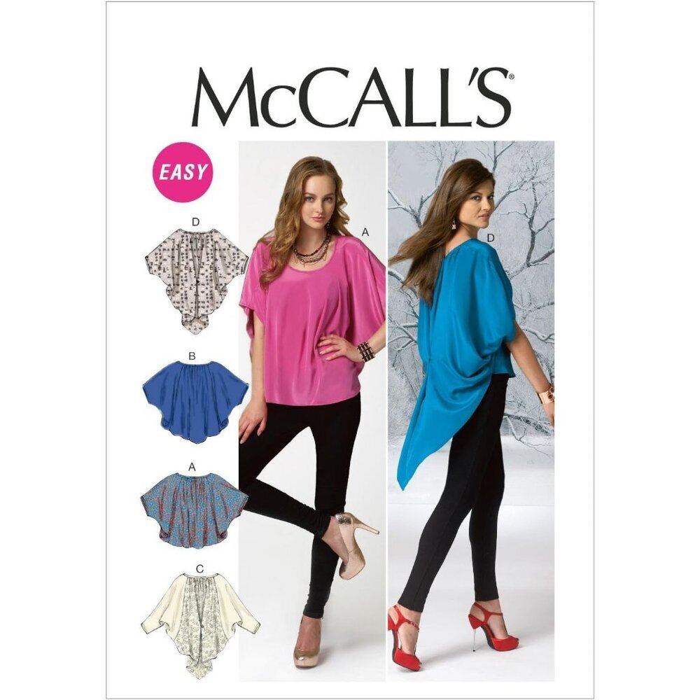 McCalls‎ Sewing Pattern M6652 Misses Pullover Tops Hem Variations Sizes XS-MED